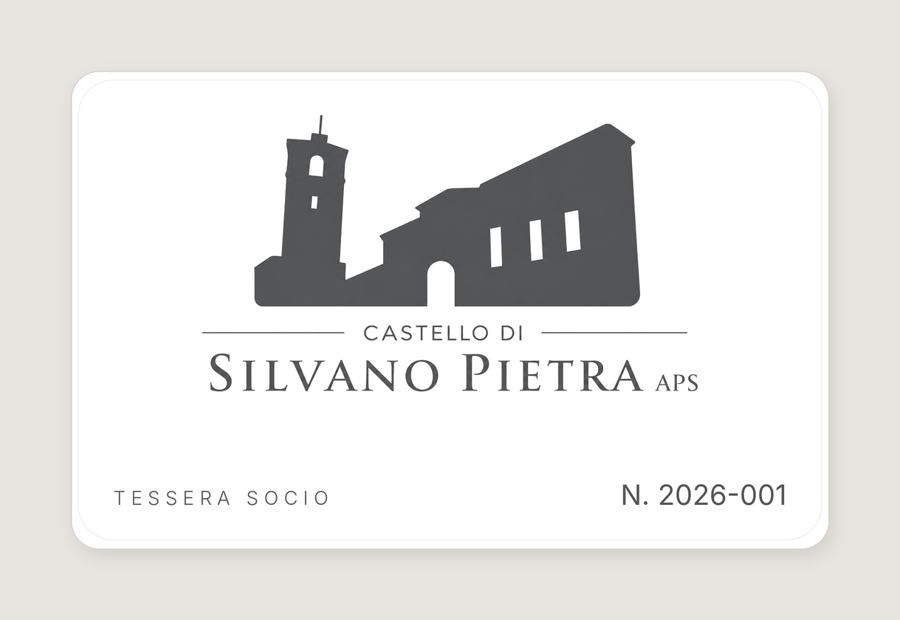 La tessera socio dell'associazione, con il logo del castello e il numero di tessera